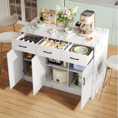 Mobile cucina con bar, 3 cassetti e ante MDF 120 cm OKMYHOME (1/5)
