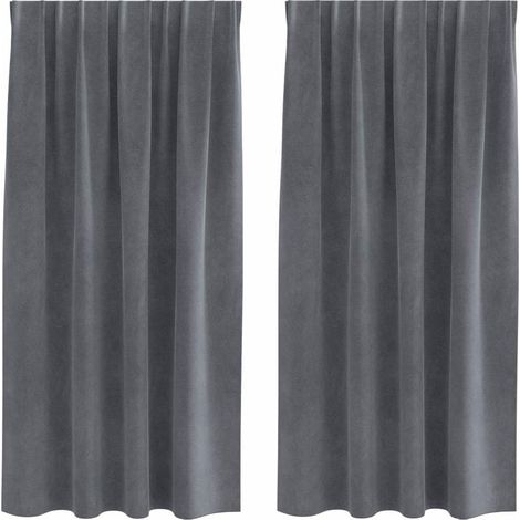 Rideaux avec des rideaux 2 pcs Gris clair 140 x 175 cm Velours CFW38289 (1/4)