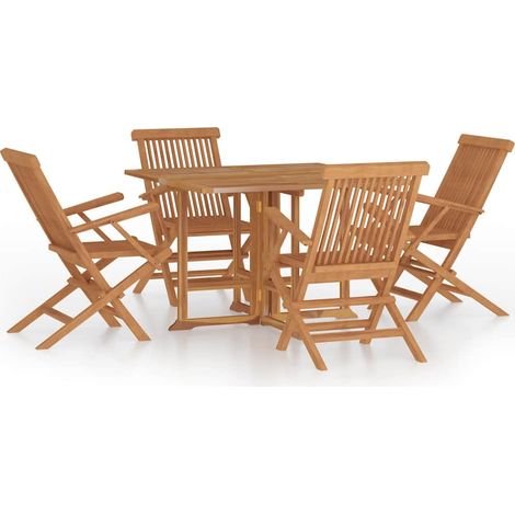 Maison Exclusive - Set da Pranzo Pieghevole per Esterni 5pz Legno Massello di Teak (1/5)
