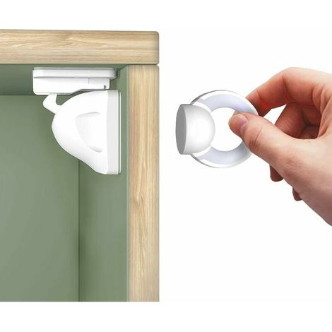placard de sécurité bébé, securite enfant porte placard, Sécurité Enfant Tiroir Armoires Verrous Magnétique Cabinet de sécurité, bloc porte aimanté de Cuisine (6 verrous de sécurité, 1 clé) (1/5)