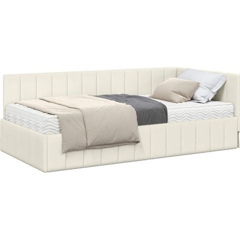 Estructura de Cama Esquina con Colchón 2 pcs Crema Terciopelo vidaXL (1/5)
