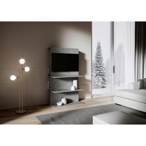 Porta TV a Parete 100x50x170,4 cm con 3 Ripiani Loki B Antracite Spatolato