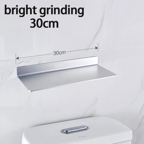 Étagère murale flottante en métal argenté (30 cm) - Étagère murale en métal, étagère flottante noire, petite étagère de salle de bain, étagères d'exposition pour le rangement mural (1/5)