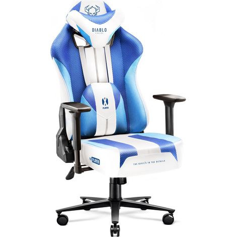 Diablo X-Player 2.0 Gaming Stuhl Computerstuhl ergonomischer Bürostuhl Gamer Chair Schreibtischstuhl Stoffbezug Frost White - Normal Size