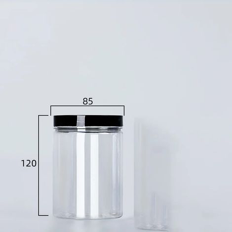 (noir - 350 ml) Boîte de conservation transparente avec couvercle, bouteille d'emballage vide en plastique, seau de rangement circulaire, boîte à biscuits, boîte de conservation alimentaire scellée, r (1/5)