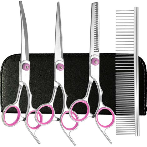 Filiyano-Ensemble de ciseaux de toilettage pour chiens en titane 5 en 1 - Usage professionnel à domicile pour les animaux de compagnie (1/5)