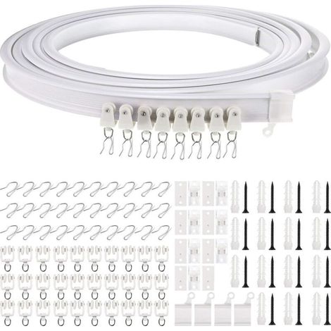 Rail de plafond pliable pour rideaux incurvés – PVC nano synthétique et acier doux – Longueur 5 mètres – Installation facile et pliage sans effort - Diviseur-5