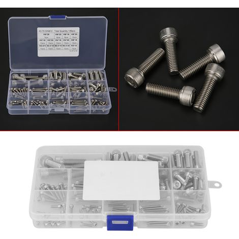 135 pièces Vis à tête hexagonale creuse M2.5 M3 M4 M5 M6 M8 en Acier Inoxydable 304 - Kit de Boulons (1/5)