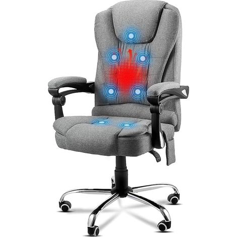 YODOLLA Office Chair Heated Massage, High Back Executive Desk Chairs with 7-Point Vibration, Grey