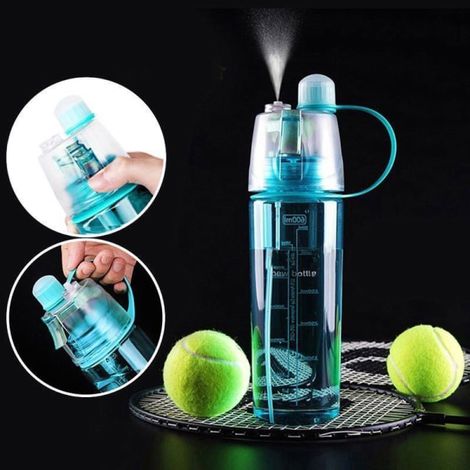 Bouteille spray 600ml rose, gourde sport avec paille et brumisateur, flacon pulvérisateur en plastique pour hydratation, vaporisateur d'eau portable, bouteille de brume fine. (1/5)