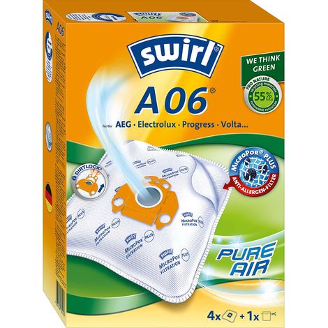 Swirl 06 EcoPor A06, Sacchetti per aspirapolvere Airspace, 4 Pezzi, Materie Prime (1/5)