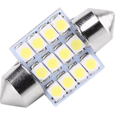 2er-Pack 12V 12SMD 31mm weiße LED-Lampen für Auto-Deckenbeleuchtung, Innenraumbeleuchtung (1/5)