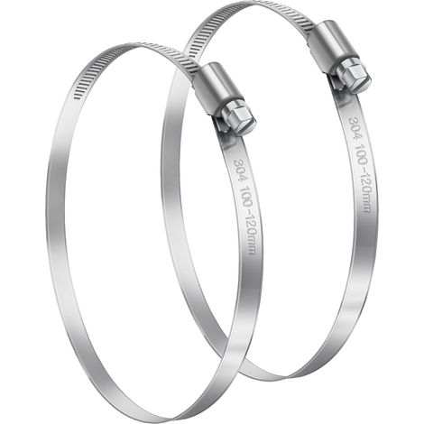 100-120 mm Adjustable Hose Clamp, 2 Pcs Stainless Steel 304 (1/5)