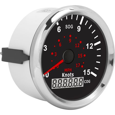 Compteur GPS 85mm 0-17MPH 15 nœuds Écran LCD Rétroéclairé Rouge IP67 Étanche pour Voitures Bateaux Yachts Camping-cars 12/24V (1/5)