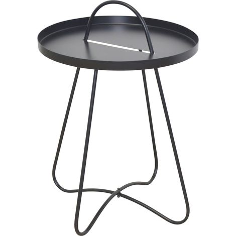 Table d’appoint design en métal noir plateau rond avec poignée – Ø40 cm DEC050095