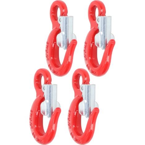 Lot de 4 crochets de levage en acier allié, traitement par trempe haute température, conception renforcée et sécurisée avec loquet anti-détachement, peinture de surface, capacité 1,5 t (1/5)