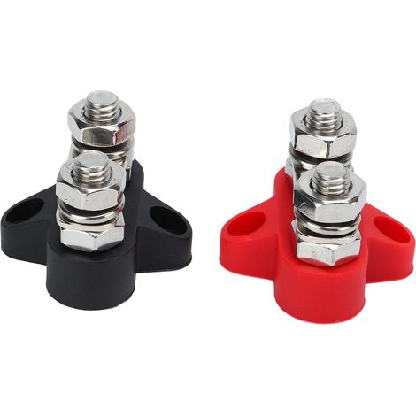 Automotive Power Junction Block – Positive and Negative Power Distribution Block, 2 Studs, Buses, Heavy Duty Terminals, Cars, Motorhomes, ATVs, Ships (M8 (5/16in) (1/5)