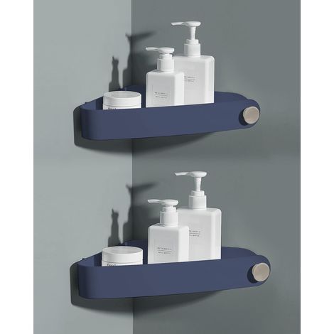 2 pièces Plastique Etagere Douche Sans Percage, Rangement et Organisation de la Salle de Bain, Porte Savon Douche, Etagere Salle de Bain, Comprend 6 Autocollants Adhésifs, Bleu Marin (1/5)