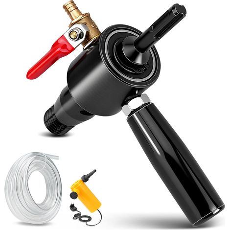 Adaptateur SDS PLUS avec conduite d'eau de 4 m + pompe à eau, adaptateur 1 1/4" UNC vers SDS Plus avec raccord d'eau de rinçage intégré, adaptateur de couronne de forage pour carotteuse, couronne de (1/5)