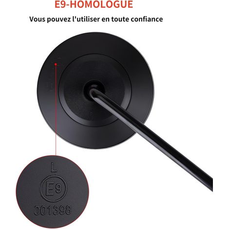 Rétroviseurs Latéraux de Moto E9 Homologué, 1 Paire Ronde Rétroviseurs Moto Universels, Réglable Rétroviseur Latéral M10 pour Scooter Moto Quad ATV (1/4)