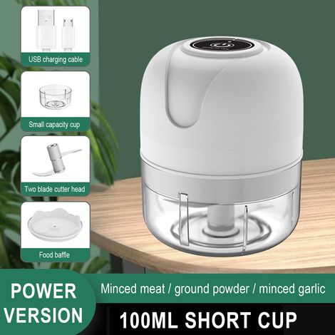 Hachoir À Ail - Capacité 100 ml - Sans Fil - Batterie 1200 mAh - Couteau En Acier Inoxydable - Pour Hacher Ail Légumes Viande - 1 Unité (1/4)
