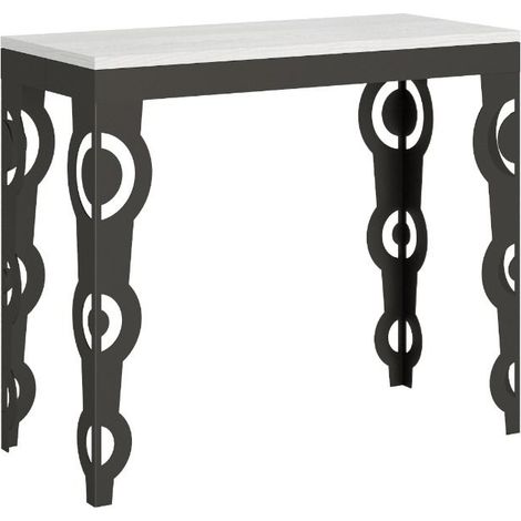 Consolle allungabile 90x40/196 cm Karamay Small Evolution Bianco Frassino telaio Antracite (1/4)