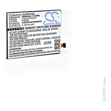 NX - Batterie téléphone, smartphone, GSM pour ZTE 3.8V 3000mAh - LI3830T43P6H866439LI38 (1/4)
