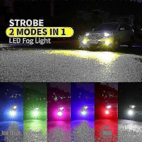 Lot de 2 ampoules antibrouillard H7 à 24 LED (compatibles 9005 HB3, 9006 HB4, 880, 881) pour voitures, avec fonction stroboscopique et fonction feu de jour.H27 881 880 (1/5)