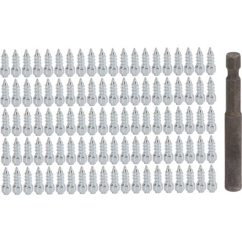 100 Stück Schneereifenspikes, Anti-Rutsch-Stürze, Radreifenspikes für Auto, Schneemobil, Motorrad, Fahrrad, Roller.