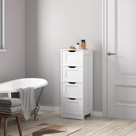 mcc direct Bathroom Floor Storage Cabinet Bathroom Storage Unit 4 Drawers Toby WHITE (1/4)