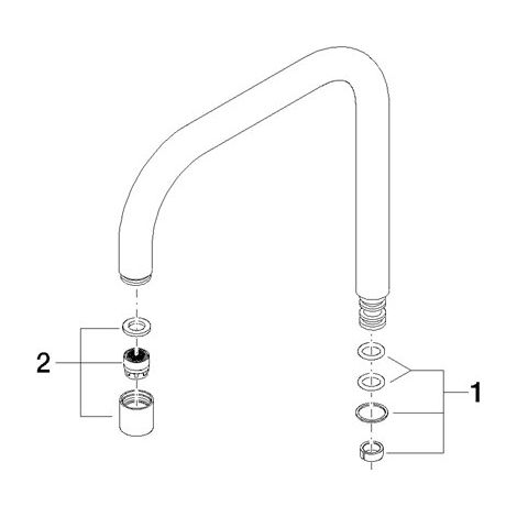 Dornbracht 90282220800-06 Bec verseur carré Pièces de rechange