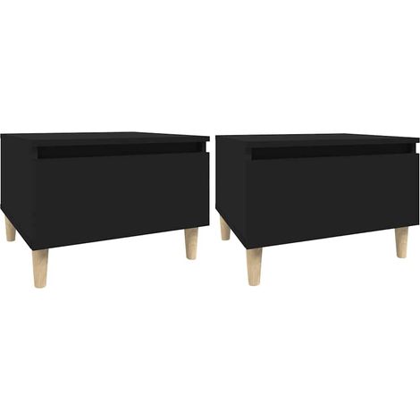 Lot de 2 Tables d'Appoint avec Tiroir Table Basse de Salon Bois d'Ingénierie Noir (1/5)
