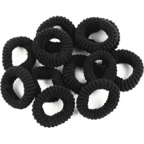 Donegal Schwarze Haargummis, kleine Packung mit 12 Stück (1/2)