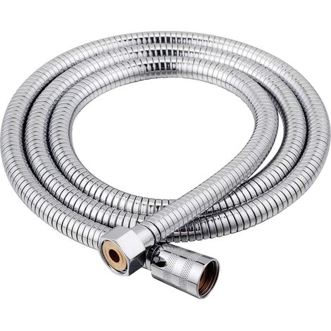 Ferrestock Fontastock - Tubo flessibile per doccia in acciaio inox, 1,70 a 2 metri, con guarnizioni in ottone, filettatura femmina 1/2" e dadi conici ed esagonali, cromato (vecchio modello) (1/3)