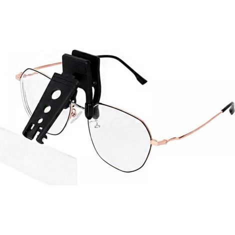 Lupa con clip para gafas con 3 lentes intercambiables, de fácil colocación y plegable, 1,5 x 2,5 x 3,5 x, para leer, coser, manualidades y mapas.