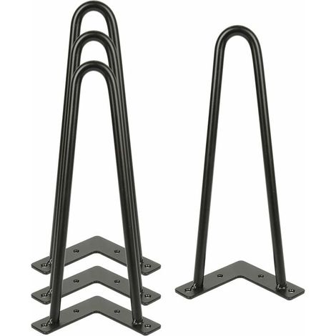 Juego de 4 patas industriales para mesa de centro, patas de horquilla de 30 cm/12 pulgadas, soporte de acero forjado, patas de metal negro con tornillos para mesa de centro, armario bajo y soporte de (1/5)