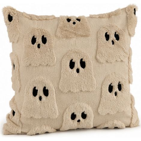Funda de almohada con diseño de fantasma, cojín decorativo divertido para Halloween, funda de sofá, accesorio espeluznante para la sala de estar o el sofá, decoración de temporada para las fiestas. (1/5)
