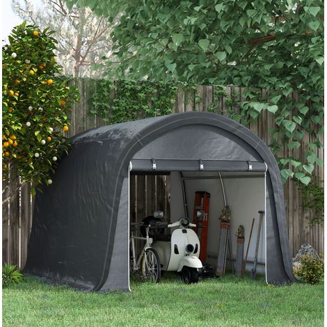 Tenda magazzino da esterno in acciaio zincato grigio 300x300x235 cm con 2 porte avvolgibili e protezione UV (1/5)