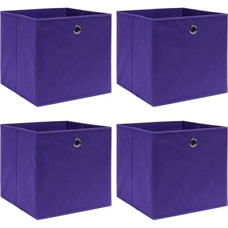 Ensemble de quatre boîtes de rangement, en tissu non tissé, 28x28x28 cm, violet. (1/5)