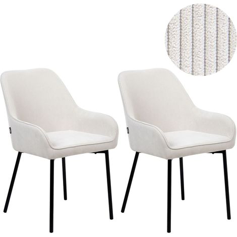 Esszimmerstuhl 2er Set LOVERNA Cord Cremeweiß (1/5)