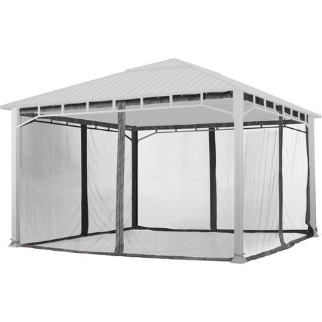TOOLPORT Moskitonetz für Gartenpavillon Sunset Superior 4x4 m - Polyester - Insektengitter mit Reißverschluss - grau (1/5)