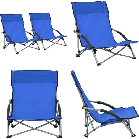 Klappbare Strandstühle 2 Stk. Blau Stoff - Strandstühle - Gartenstühle (1/5)