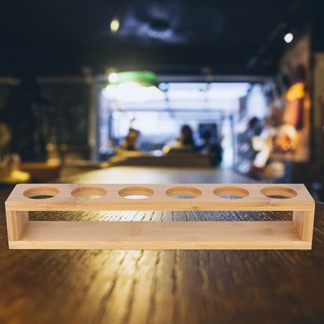 Tischregal aus Holz, einreihig, 6 Flaschen, Weingläser, Gläserhalter, Ausstellungsregal, Organizer, 6 Löcher (1/5)