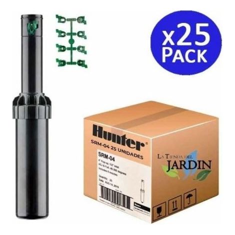Pack 25 Aspersores de Riego Hunter SRM 04 Rosca Hembra 1/2''. Alcance 4 a 9,4 metros. Aspersor de Turbina ajustable