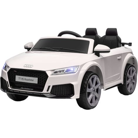 Coche eléctrico infantil Audi TT RS Roadster blanco 3 km/h con mando a distancia, LED y USB (1/3)
