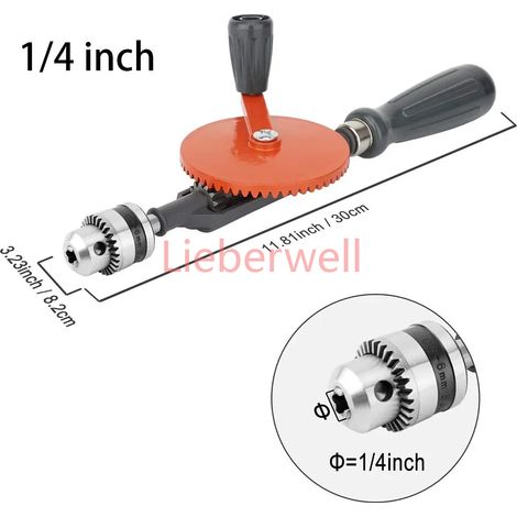 Perceuse manuelle multifonction 1/4 et 3/8 pouces à manivelle, double engrenage bois-plastique, poinçonneuse à bois, ensemble d'outils de serrage pour le travail du bois (1/2)