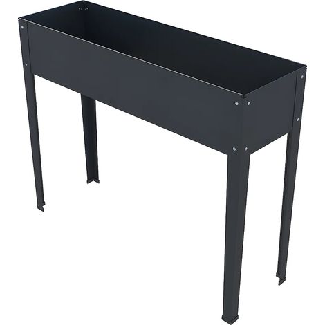 Jardinière sur pied en acier anthracite - L100 x P30 x H80 cm - YGOS (1/4)