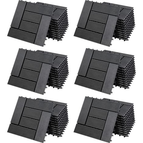 Deuba – Dalles clipsables en bois composite WPC 30 x 30 cm – Antidérapantes et résistantes aux intempéries – Système de fixation par clips – Pour terrasse et balcon (1/5)