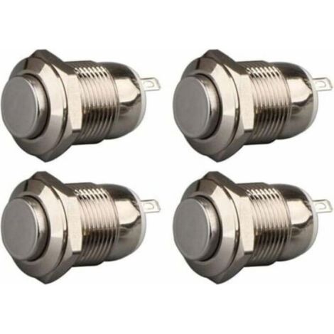 Interrupteur À Bouton-Poussoir Autobloquant - Acier Inoxydable - IP67 - 3 A 12 V / 24 V / 125 V / 250 V CA - Tête Haute 12 mm - 4 Pièces (1/4)