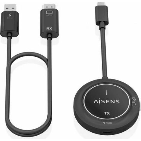 Adattatore/trasmettitore de video wireless usb type-c - hdmi aisens aswl-h2kc30m004-bk/ 100w (1/5)
